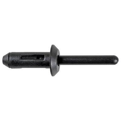 Black Nylon Expansion Rivet Hole Diam: 17/64" Rivet Length : 25/32" Grip Range : 3/32-3/16" Flange Diam: 1/2" Flange Thickness : 3/32"
