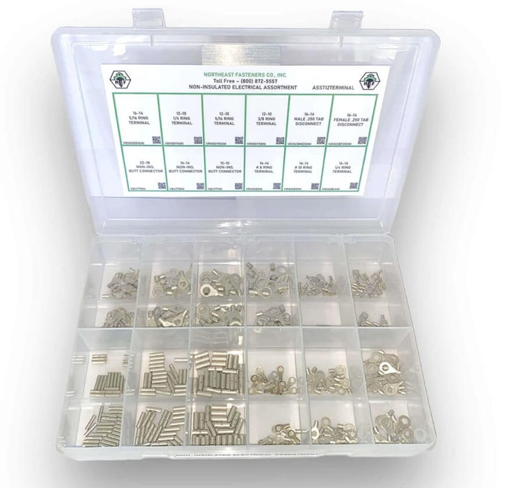12-Hole Electric Terminal Assortment / Rings, Butts, Disc / Small Plastic Drawer