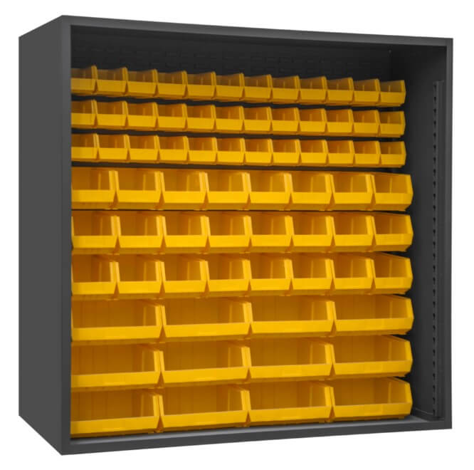 Enclosed Shelving, 72 Yellow Bins