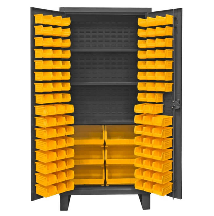 Cabinet, 3 Shelves, 102 Yellow Bins