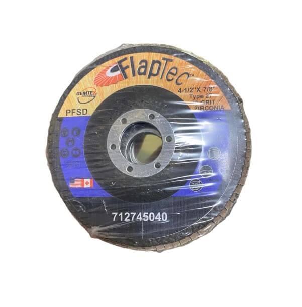 4 1/2 x 7/8 Zirconium Flat Flap Wheel 40 Grit Type 27 Can Sub Jumbo FLW87440