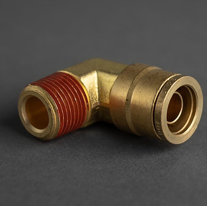 1/2 Tube to 3/8 Male Pipe Push Connect 90 Degree Elbow Brass