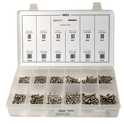 Stainless Steel Tapping Screw Assortment / 12 Varieties / 216 Pieces