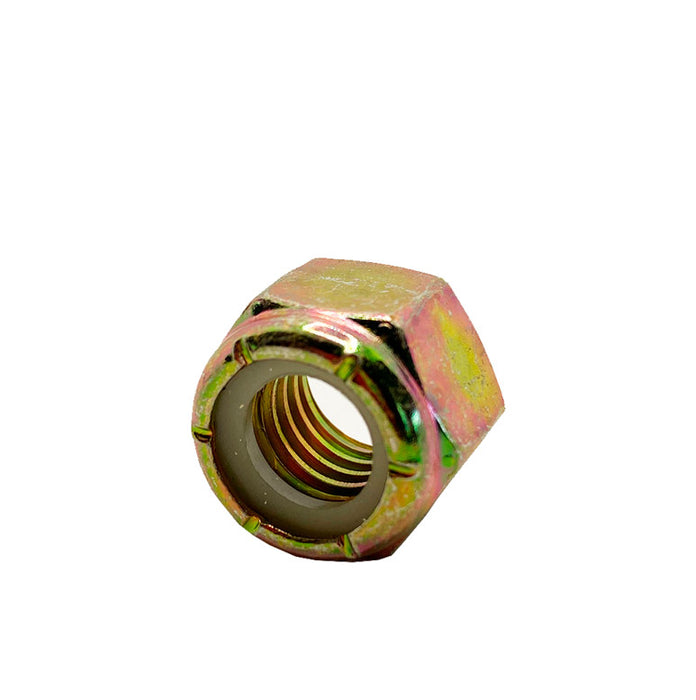 9/16-12 Nylon Lock Nut / Grade 8 / Coarse (UNC) / Yellow Zinc Plated