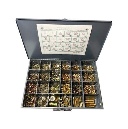 24-Hole Hex Head Cap Screw Assortment Refill, Grade 8, Coarse Thread, 1,020 Pieces, Metal Drawer Not Included