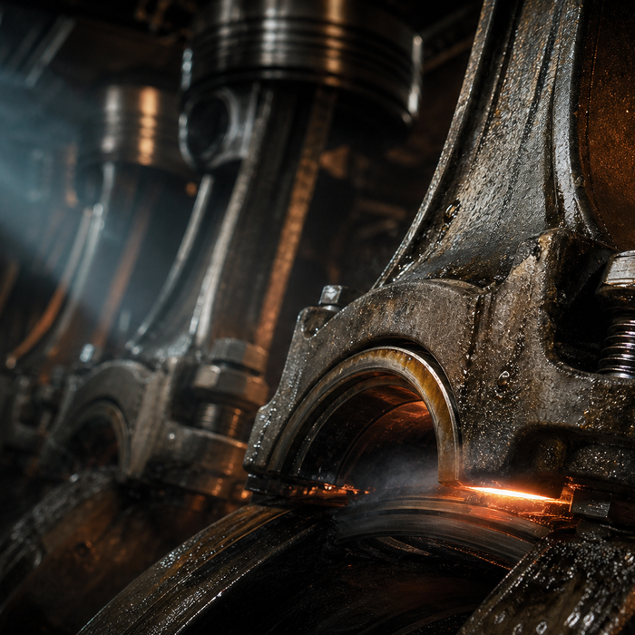 Close-up of a diesel engine connecting rod bolt assembly with heat distortion — illustrating the consequences of an undertorqued fastener