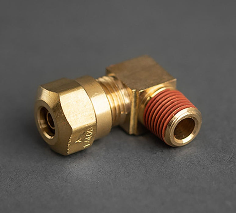 1/4in Tube to 1/8in Male Pipe 90° Brass Elbow