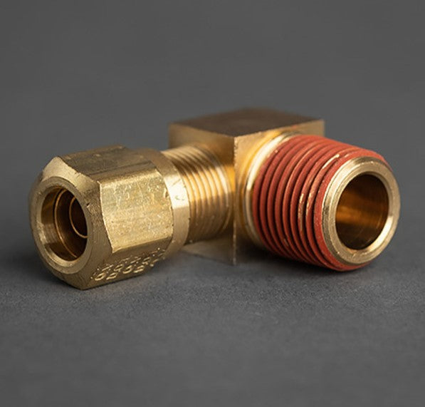 1/2in Tube to 3/8in Male Pipe 90° Brass Elbow