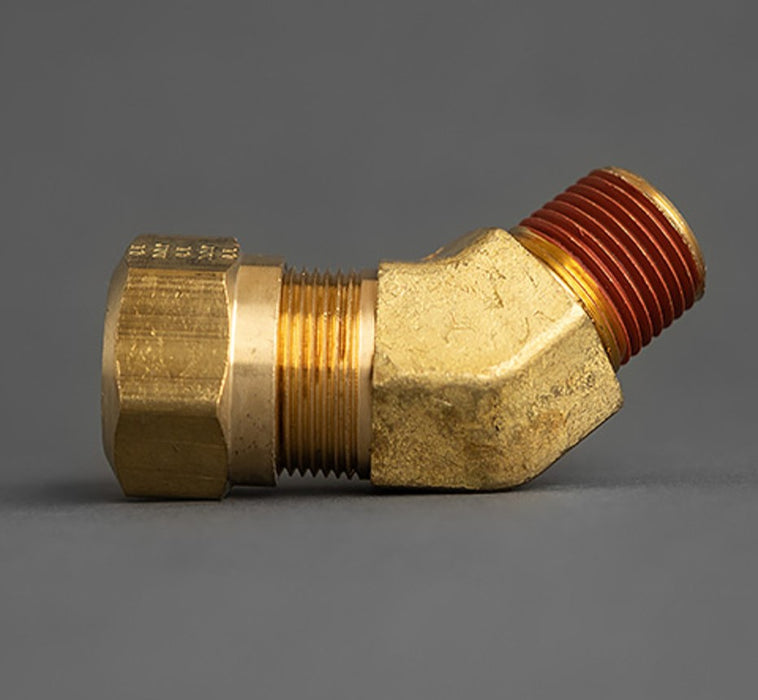 5/8in Tube to 1/2in Male Pipe 45° Brass Elbow