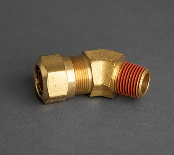 1/4in Tube to 1/4in Male Pipe 45° Brass Elbow