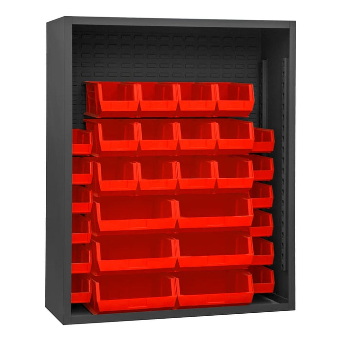 Enclosed Shelving, 30 Red Bins