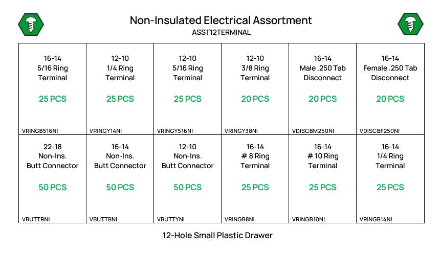 360 Piece Ring, Butt, and Disc Terminal Assortment