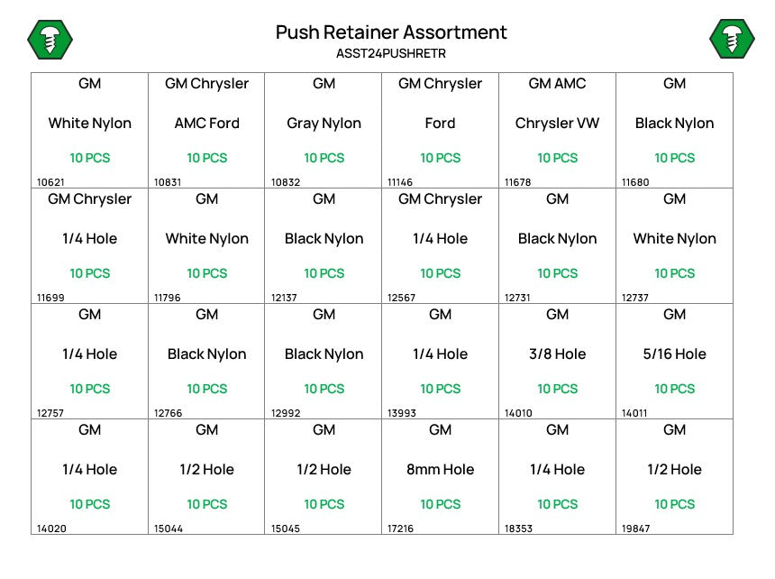 240 Piece Push Retainer Assortment Refill — NutsandBolts.com