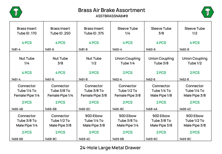 64 Piece Brass Fitting Assortment Starter Kit