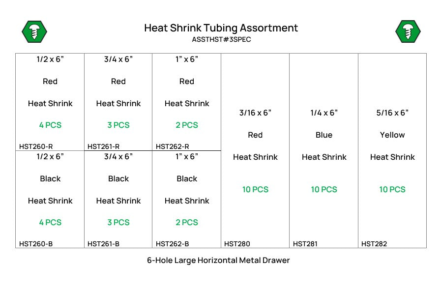 48 Piece Heat Shrink Tubing Assortment Starter Kit