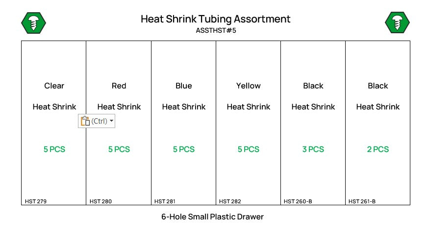 25 Piece Commercial Grade Heat Shrink Tubing Assortment Starter Kit