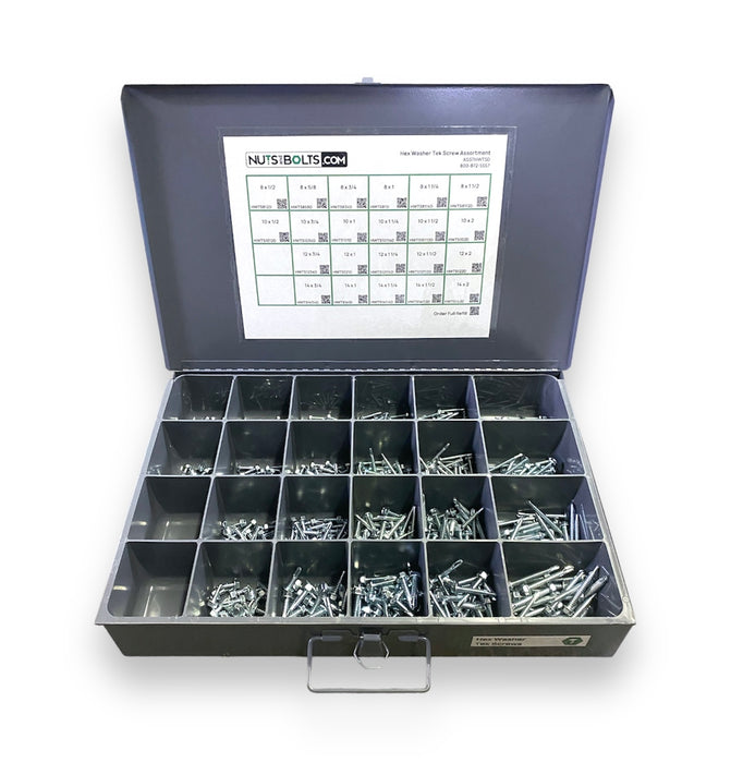 550 Piece Hex Washer Tek Screw Assortment Starter Kit