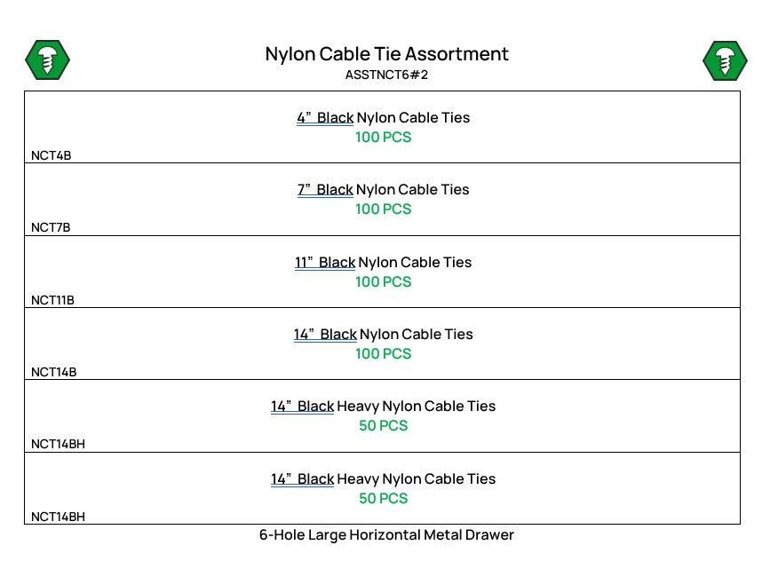 500 Piece Nylon Cable Tie Assortment