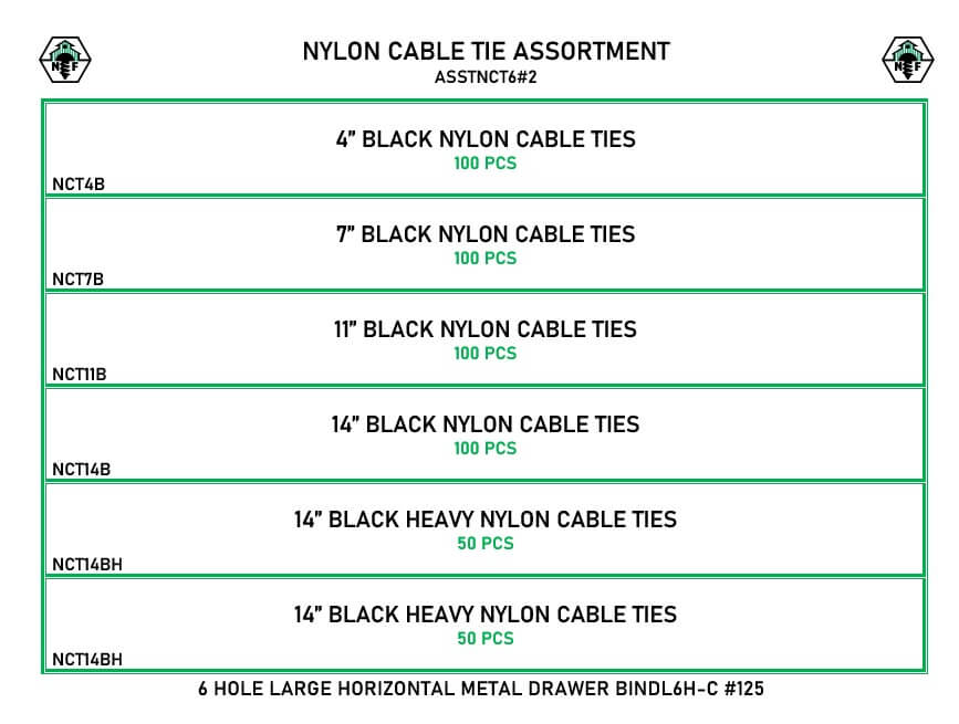 500 Piece Nylon Cable Tie Assortment