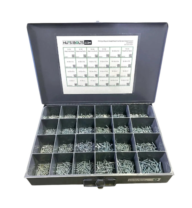 1,900 Piece #6-12 Phillips Round Machine Screw Assortment Starter Kit