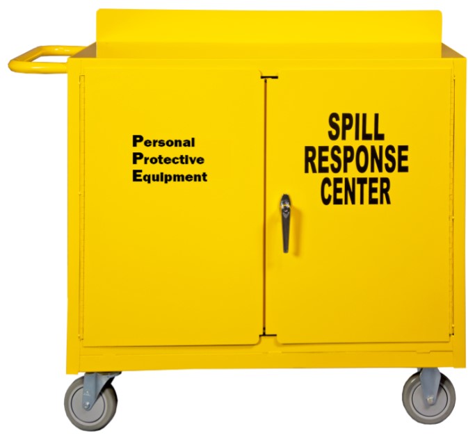 Spill Control Cart, 1 Shelf, Yellow