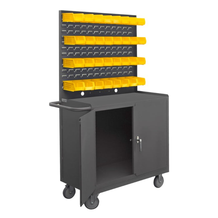 Mobile Bench Cabinet, 32 Yellow Bins