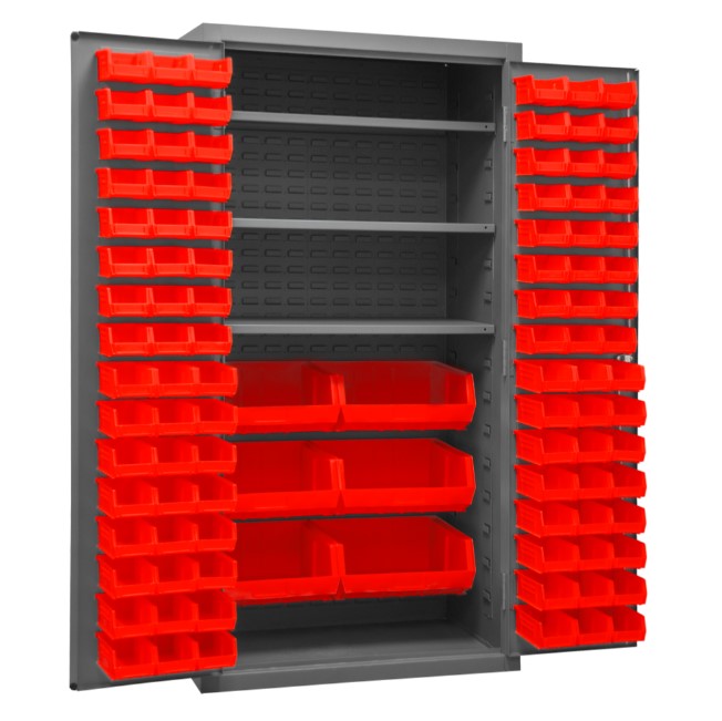 Cabinet, 3 Shelves, 102 Red Bins