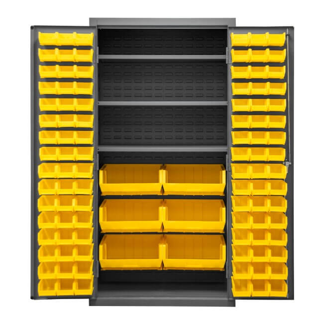 Cabinet, 3 Shelves, 102 Yellow Bins