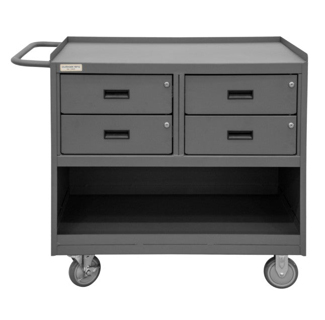 Lip Down Top Mobile Bench Cabinet with 4 Drawers