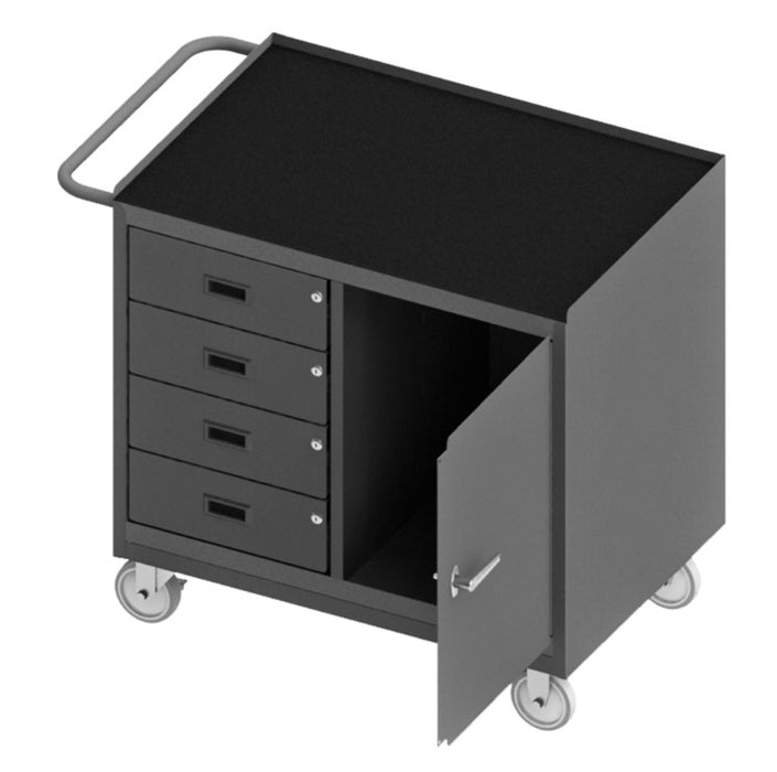 Mat Top Mobile Bench Cabinet with 4 Drawers