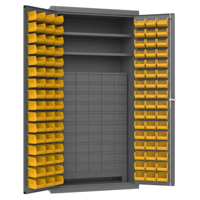 Cabinet, 2 Shelves, 96 Yellow Bins