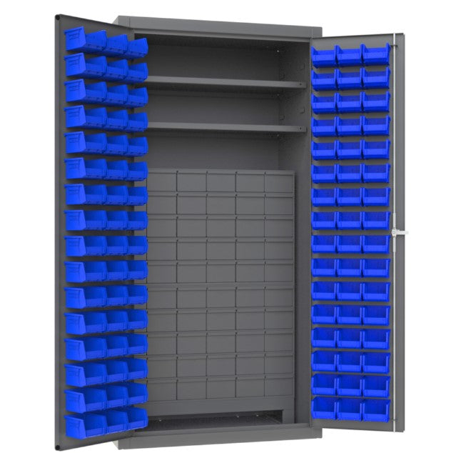 Cabinet, 2 Shelves, 96 Blue Bins