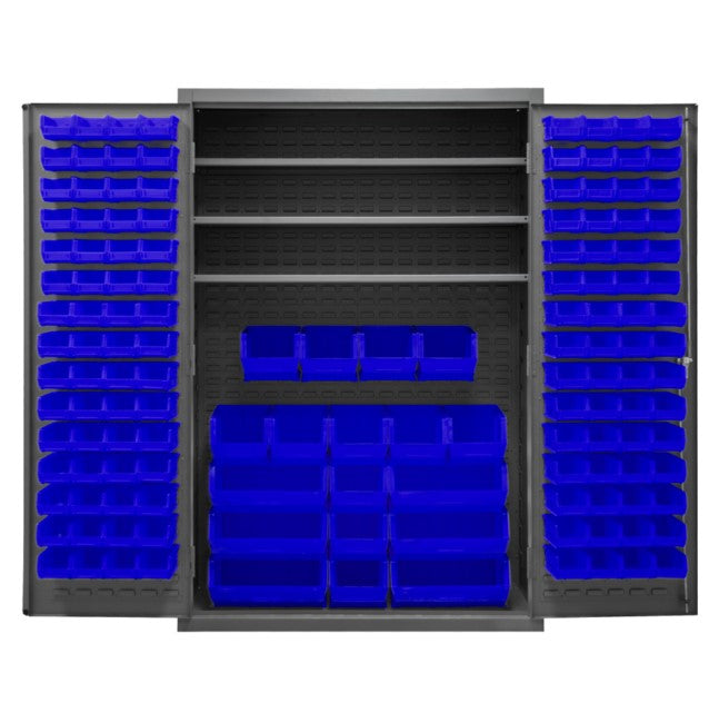 Cabinet, 3 Shelves, 138 Blue Bins