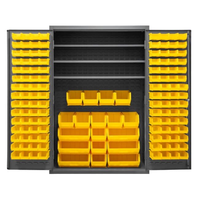 Cabinet, 3 Shelves, 138 Yellow Bins