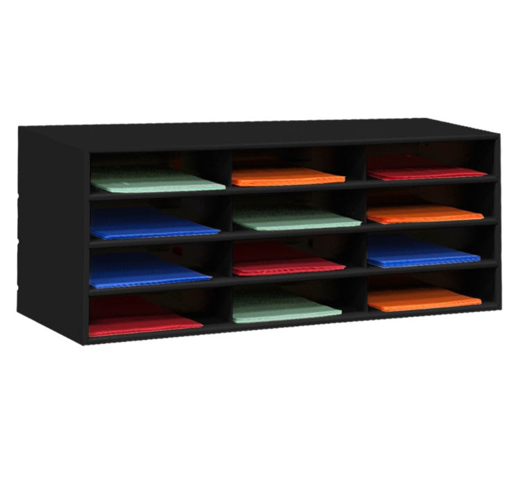 Horizontal Lit Rack, 12 Openings, Black