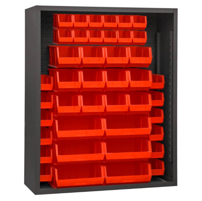 Enclosed Shelving, 42 Red Bins