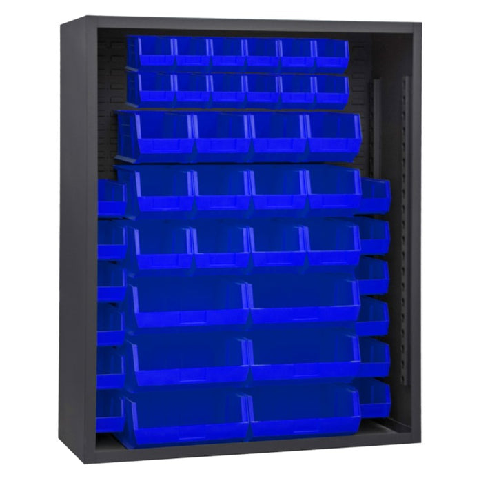 Enclosed Shelving, 42 Blue Bins