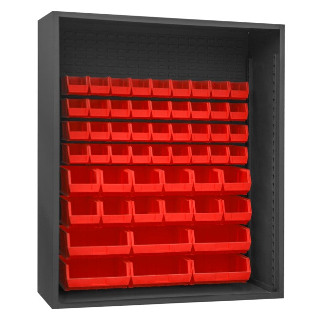 Enclosed Shelving, 54 Red Bins