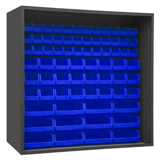 Enclosed Shelving, 72 Blue Bins