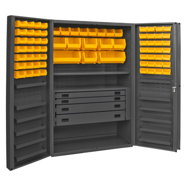 Cabinet with 72 Bins, 4 Drawers and 2 Shelves