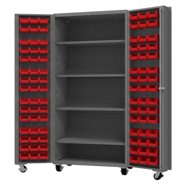 Mobile Cabinet with 96 Bins and 4 Shelves