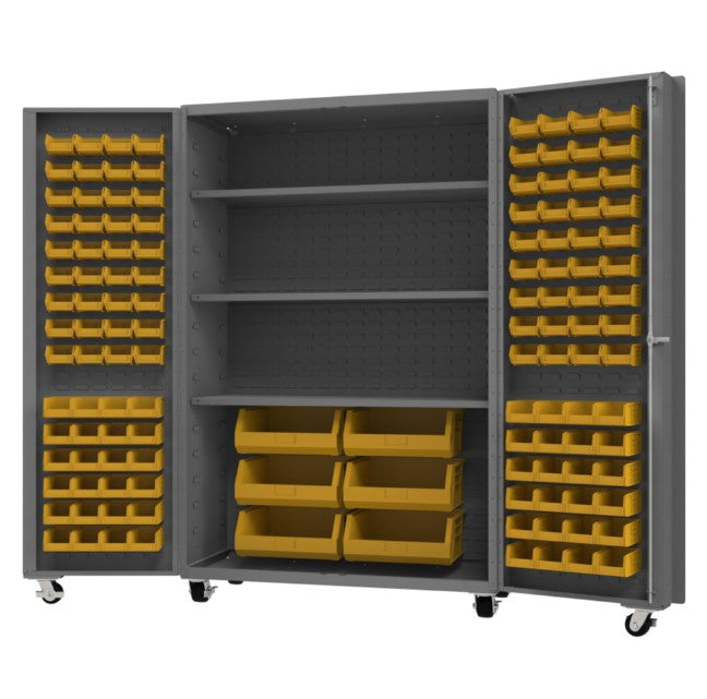 Mobile Cabinet with 126 Bins and 3 Shelves