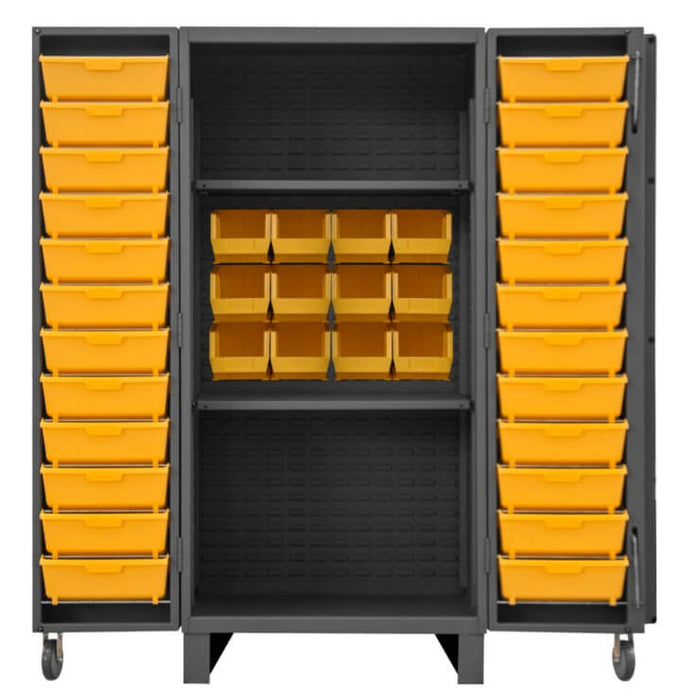 Cabinet, 2 Shelves, 12 Yellow Bins