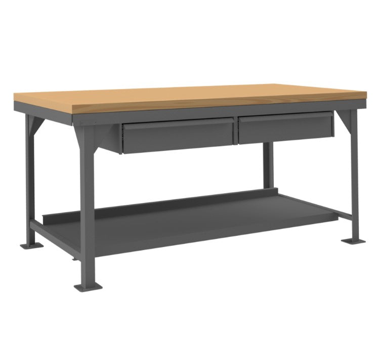 Matching Workbench 72in x 36in Maple Top Workbench with 2 Drawers — NutsandBolts.com