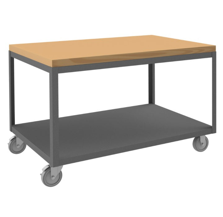 High Deck Mobile Table with 2 Shelves