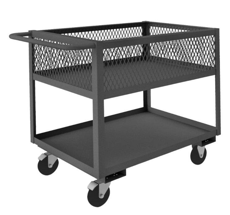 18in x 30in Stock Cart with 2 Shelves and a High Lip