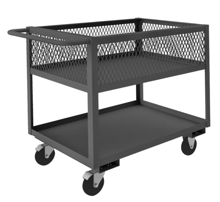 24in x 30in Stock Cart with 2 Shelves and a High Lip