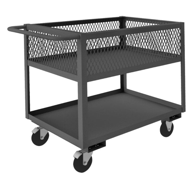 24in x 36in Stock Cart with 2 Shelves and a High Lip