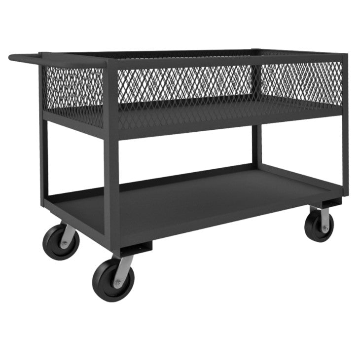 24in x 48in Stock Cart with 2 Shelves and a High Lip