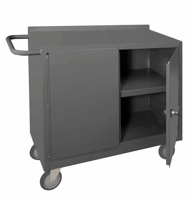 Mobile Bench Cabinet with 2 Doors and 2 Shelves